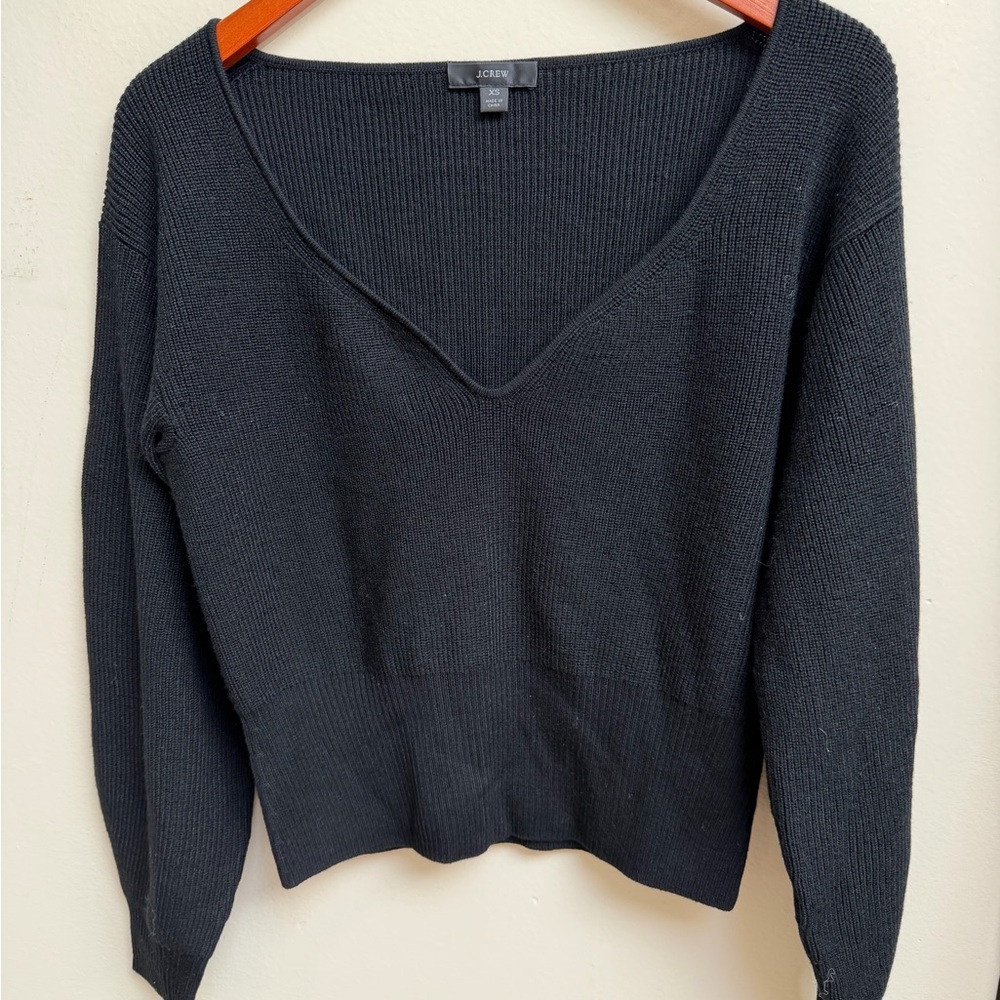 J. Crew Women's V-Neck Black Sweater
